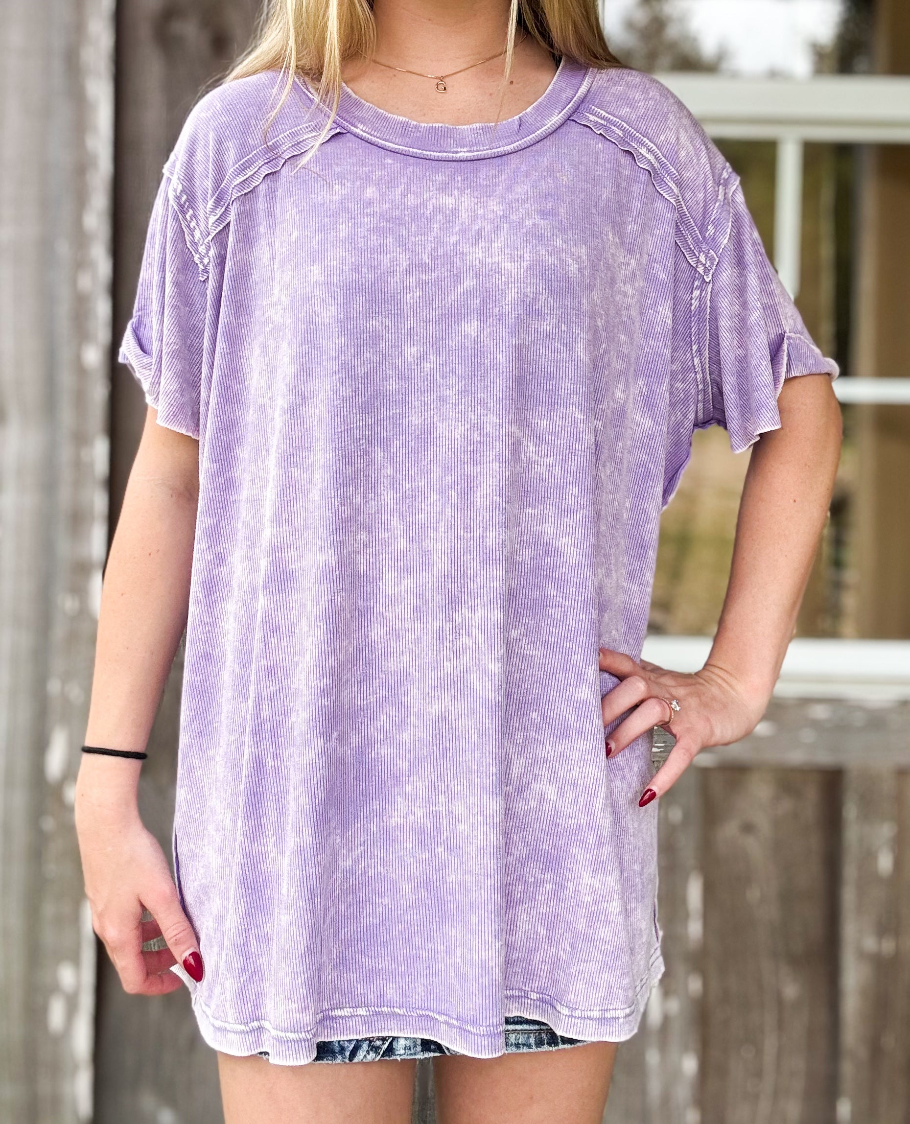 ZENANA WASHED RIBBED SHORT SLEEVE BOAT-NECK TOP SOUTHERN SUNDROP BOUTIQUE