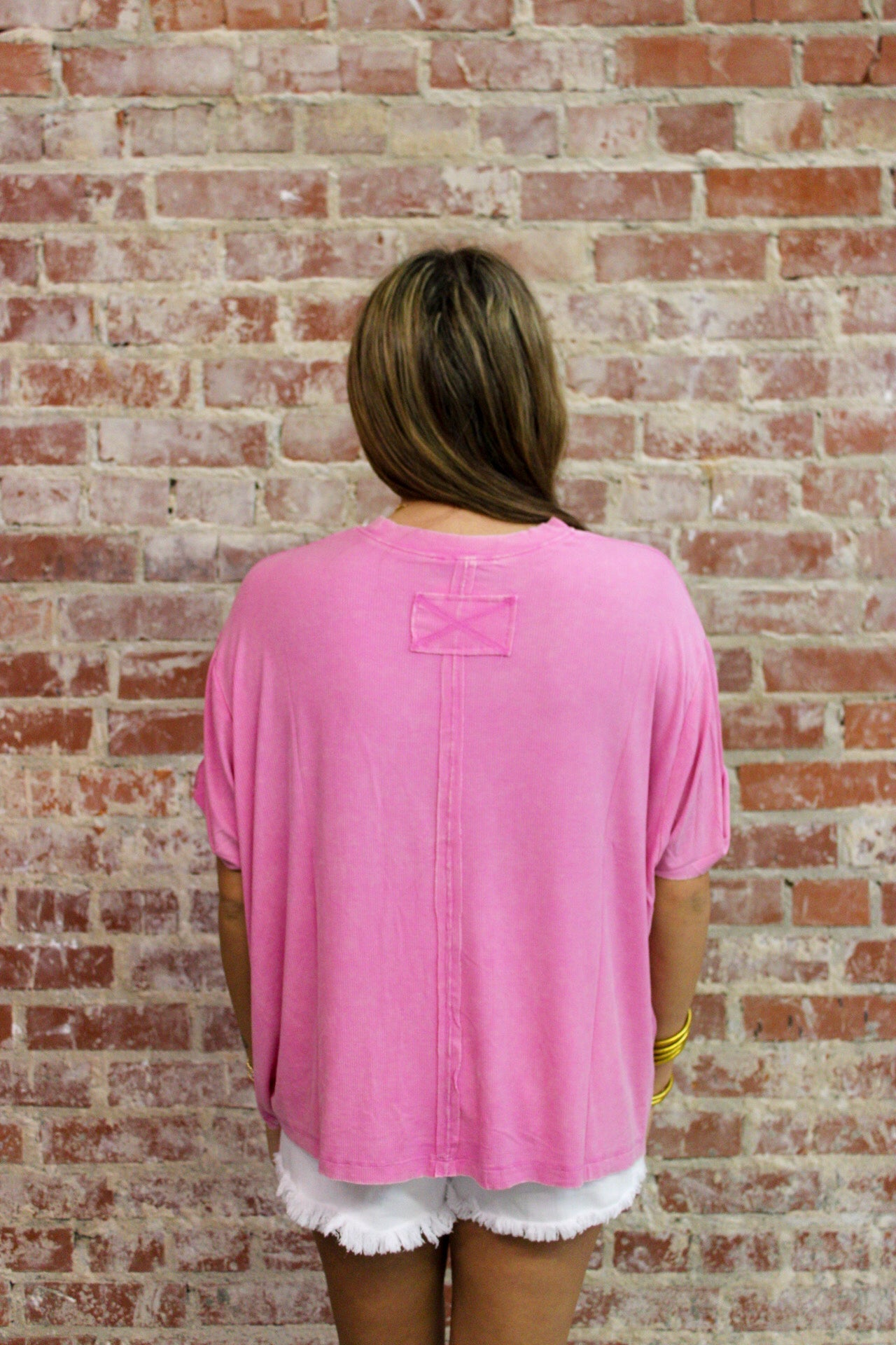Zenana Washed Ribbed Cuffed Short Sleeve Round Neck Top Zenana