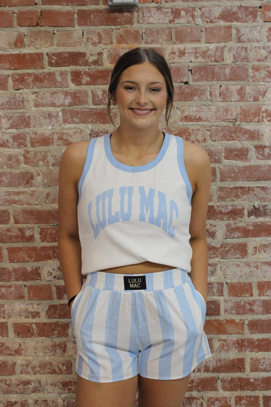 Lulu Mac TK 1000 Light Blue Letter Tank Top Girlie Girl Originals
