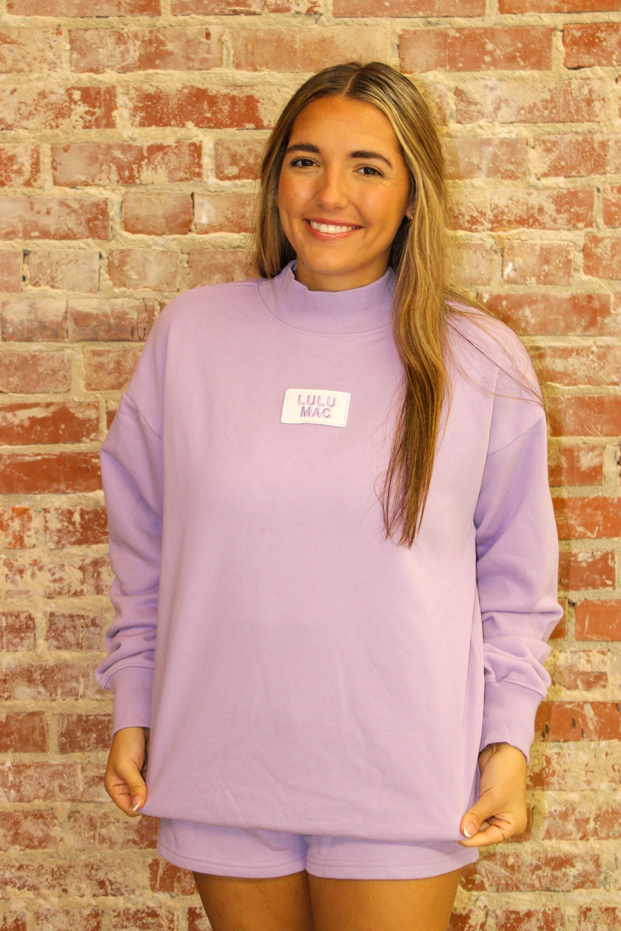 LULU MAC LONGSLEEVE TERRY CLOTH TOP- LAVENDER LULU MAC