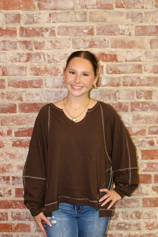 Local Girl Haven Espresso Long Sleeve Top LOCAL BOY OUTFITTER