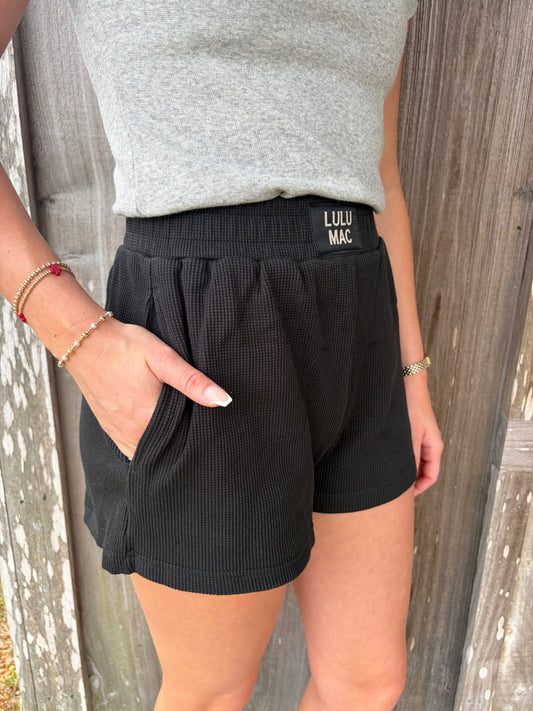 Lulu Mac Black Waffle Knit Shorts Girlie Girl Originals