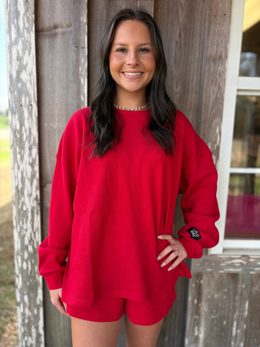 Lulu Mac Waffle Long Sleeve Waffle Knit Top Girlie Girl Originals