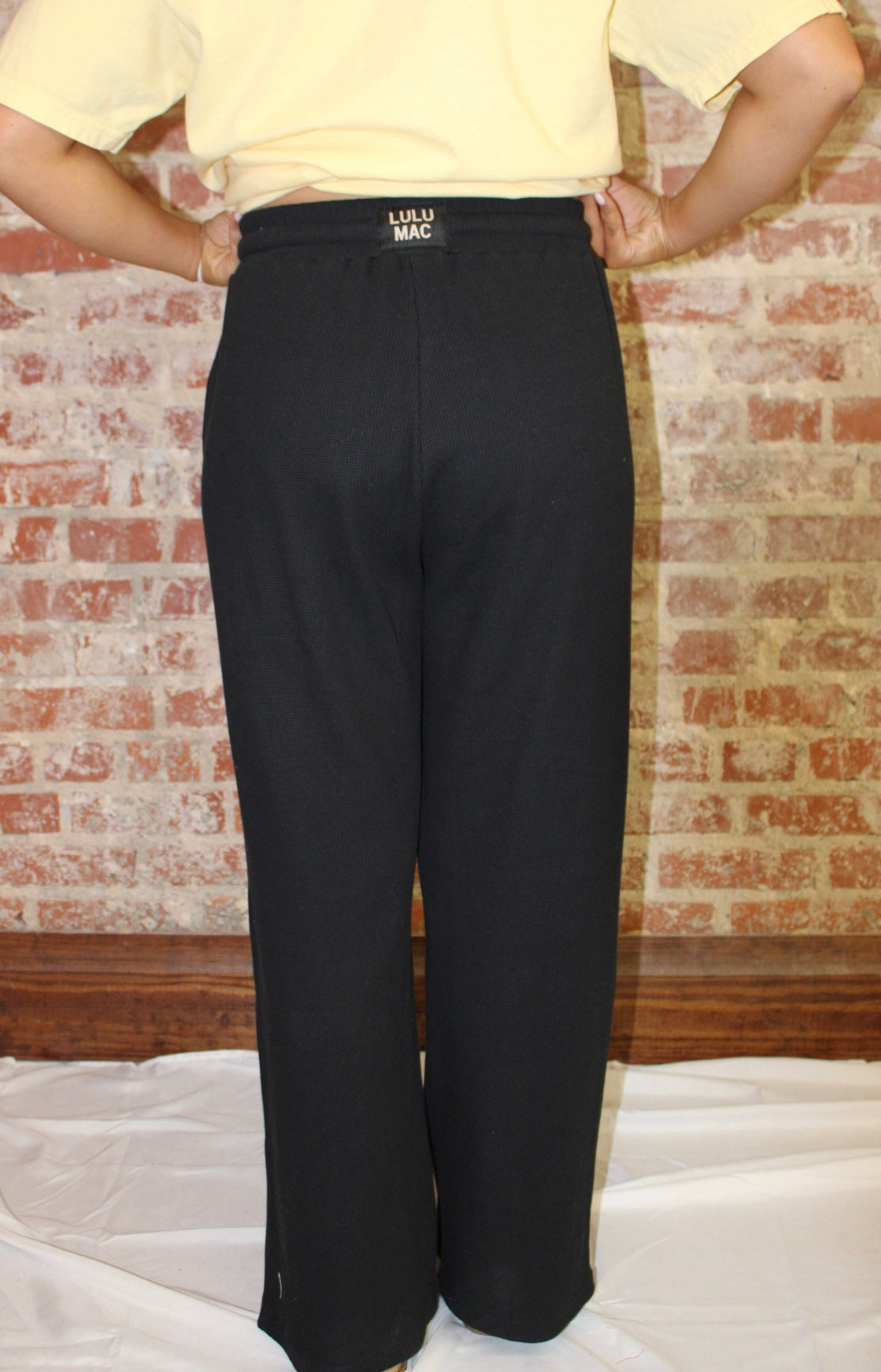 Lulu Mac Waffle Knit Black  Pants Girlie Girl Originals