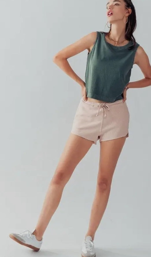 Textured Pigment Garment Wash Dolphin Shorts Urban Daizy