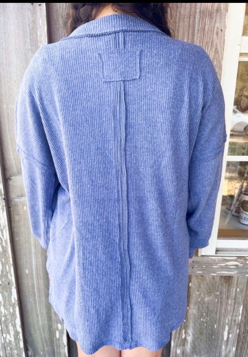 ZENANA Plus Brushed Ribbed Hacci Drop Shoulder Sweater zenana