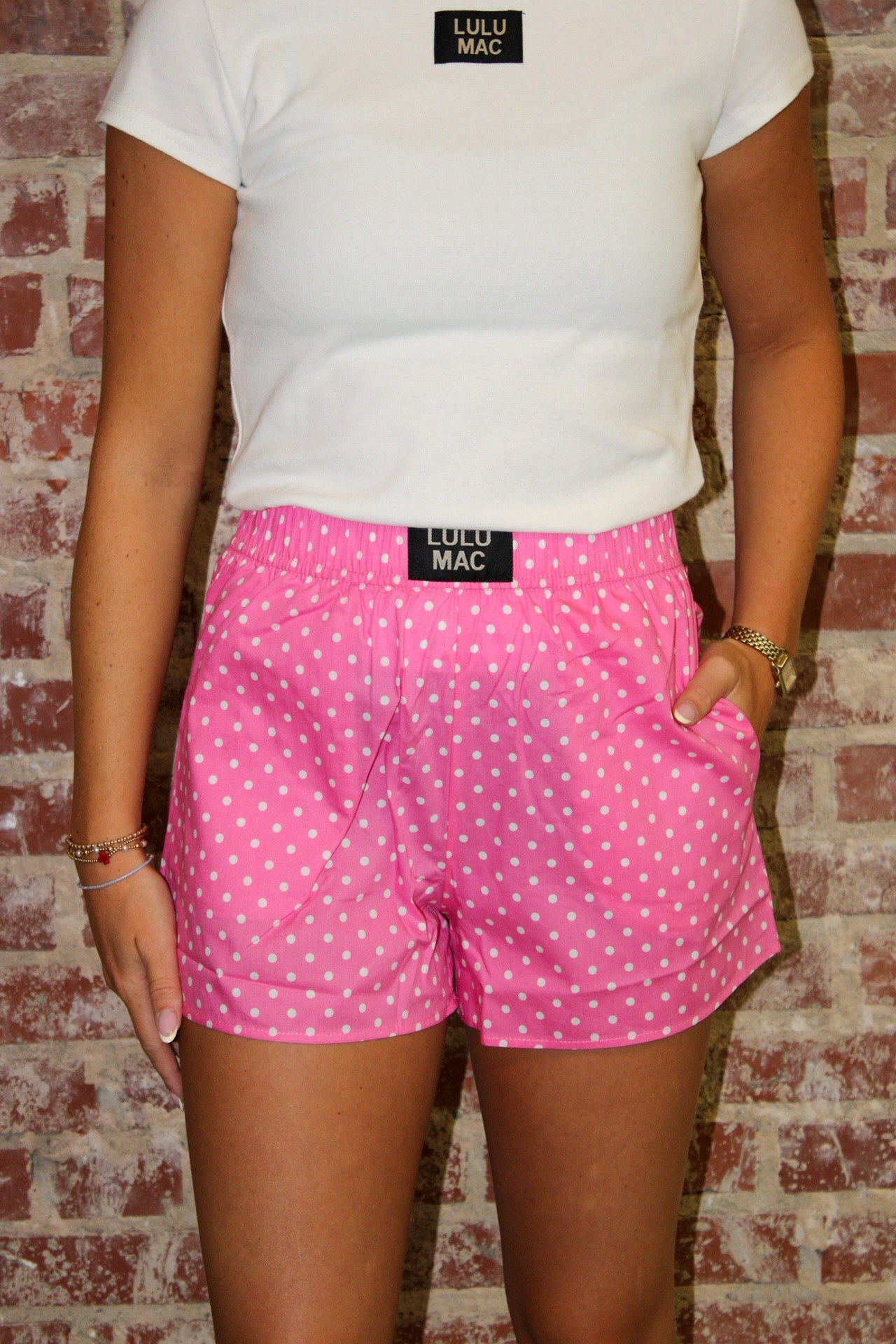 LULU MAC BUBBLEGUM MINI POLKA DOT BOXER SHORTS Girlie Girl Originals