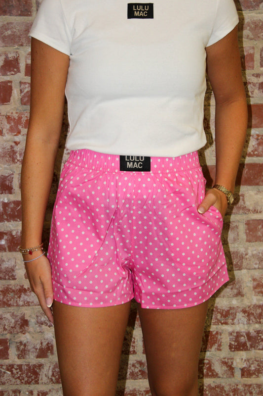 LULU MAC BUBBLEGUM MINI POLKA DOT BOXER SHORTS Girlie Girl Originals
