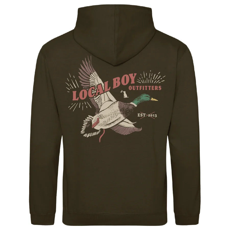 LOCAL BOY OLIVE GREEN MALLARD BLAST HOODIE LOCAL BOY OUTFITTER