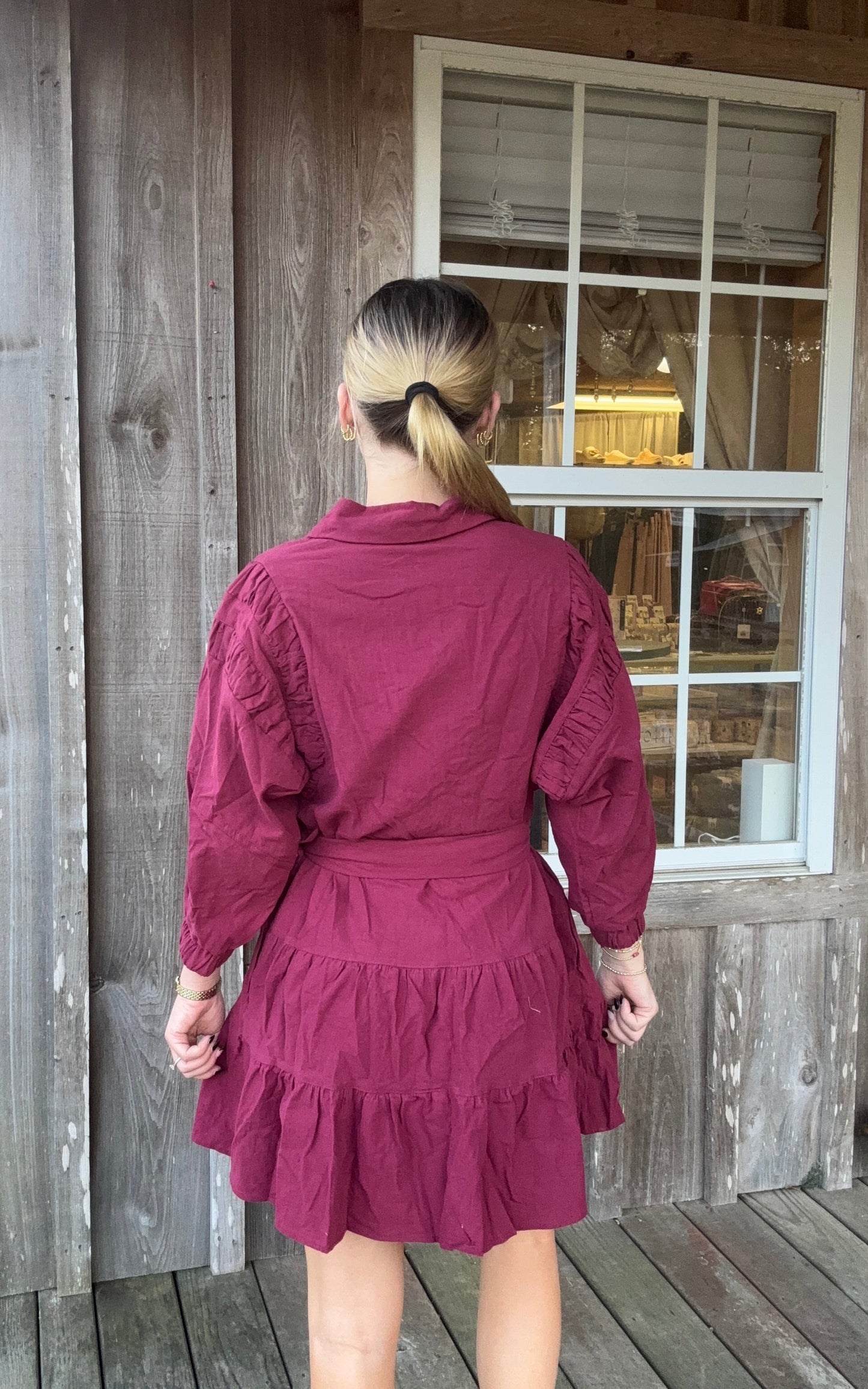 Day + Moon Collared Zip-up Mini Dress W/ Belt & Tiered Skirt day & moon