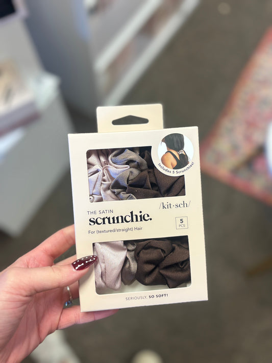 5 Piece Cameo Satin Sleep Scrunchies KITSCH