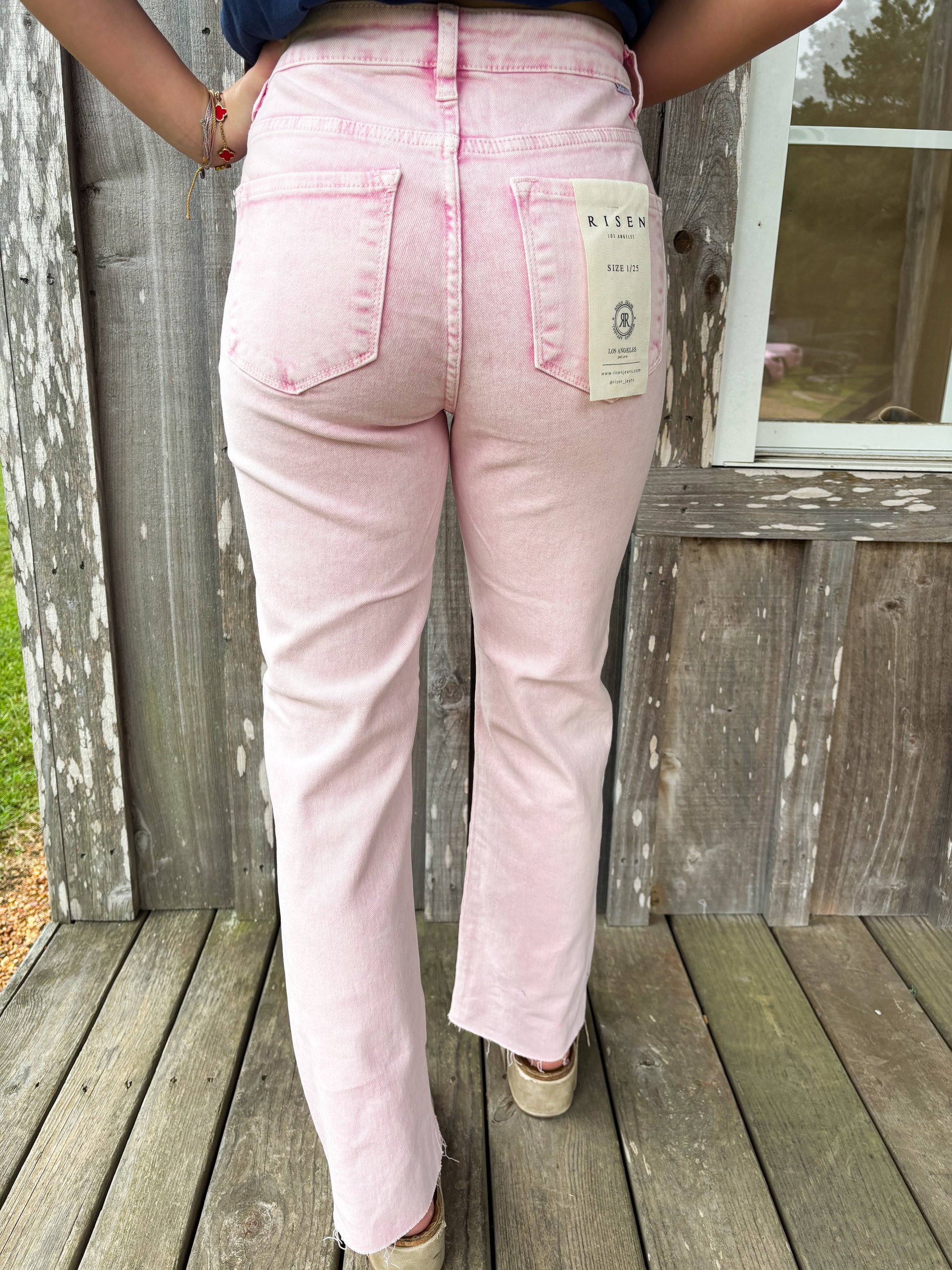 Risen Jeans High Rise Raw Hem Slit Straight Pants RISEN JEANS