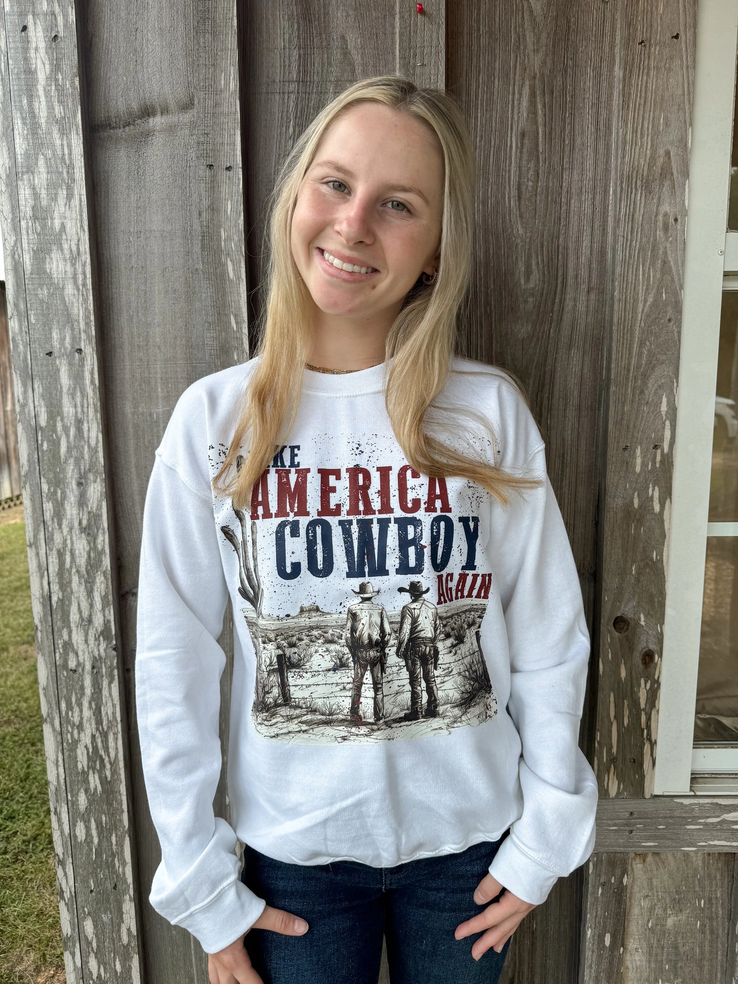 Make America Cowboy Western Sweatshirt The Longhorn Hippie Co.