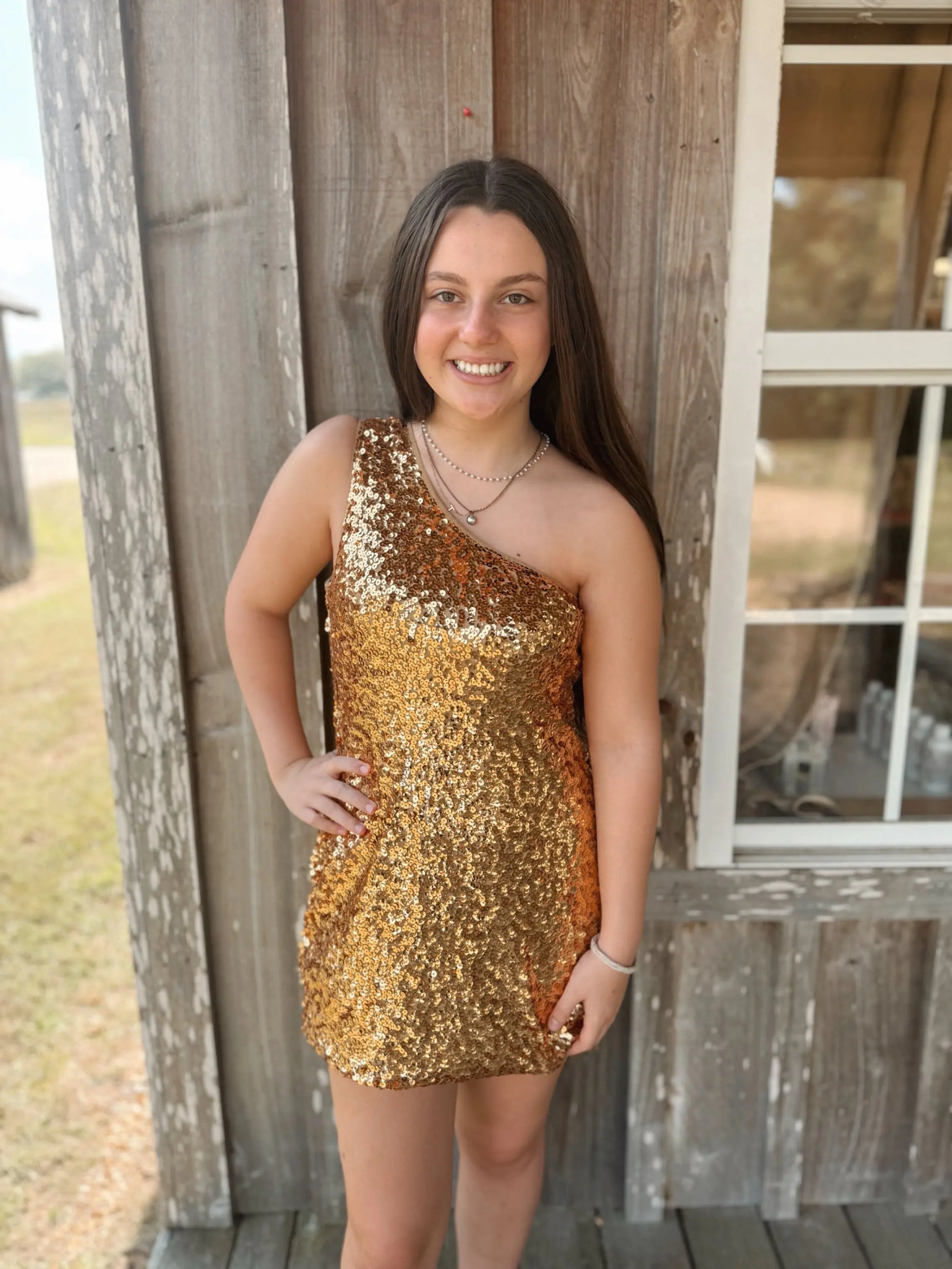 One Shoulder Sequin Stretchy Body Con Mini Dress anna kaci