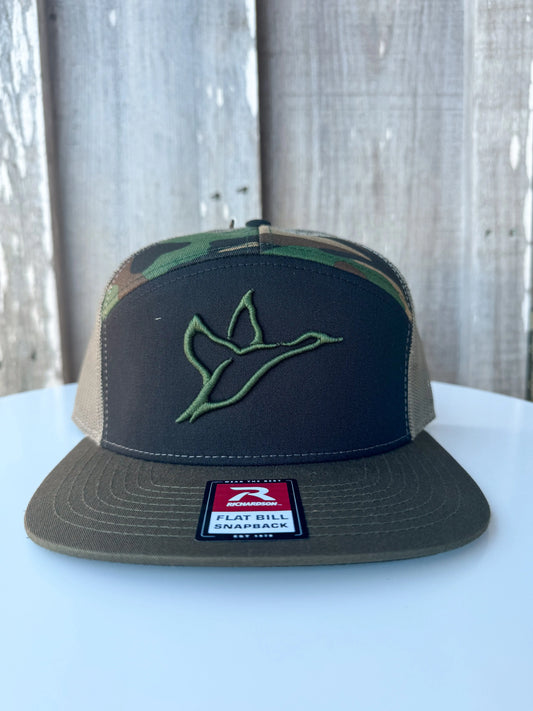 Combat Waterfowl 7 Panel Camo Snapback Hat COMBAT WATERFOWL