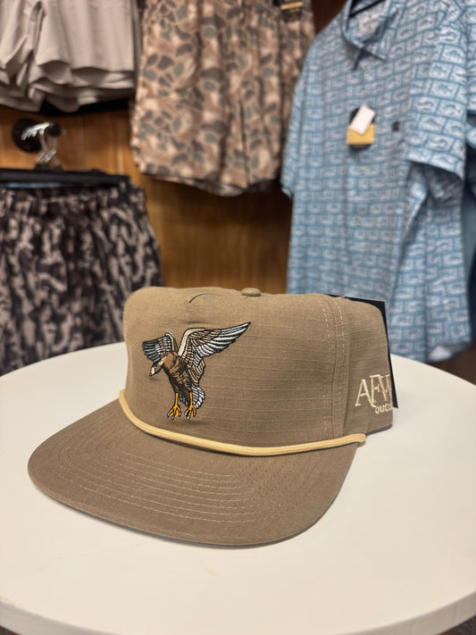 American Flyway Waterfowl Brown And Tan Rope Specklebelly RipStop Hat American Flyway Waterfowl