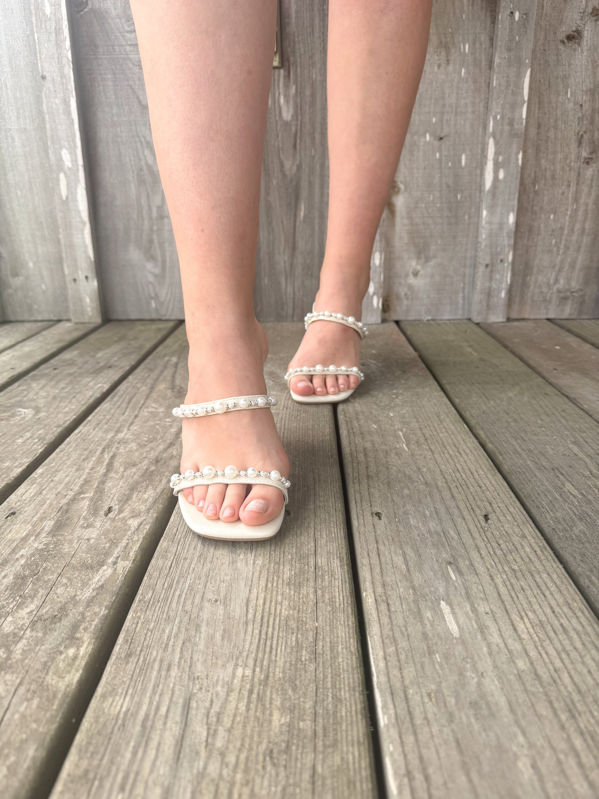 The Mae Beige Strappy Pearl Heel OASIS SOCIETY