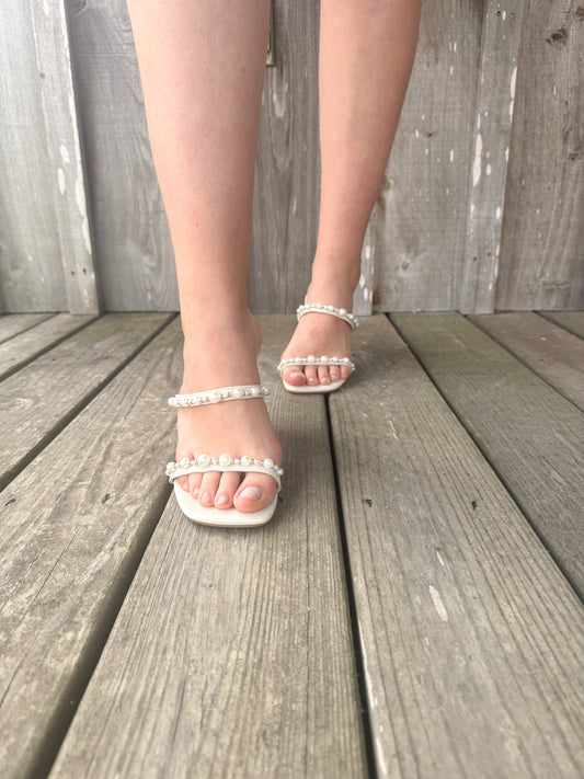 The Mae Beige Strappy Pearl Heel OASIS SOCIETY