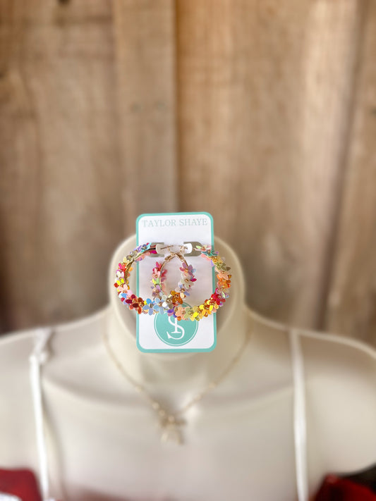 Taylor Shaye Lily Rainbow Flower Hoop Earrings Taylor Shaye Designs