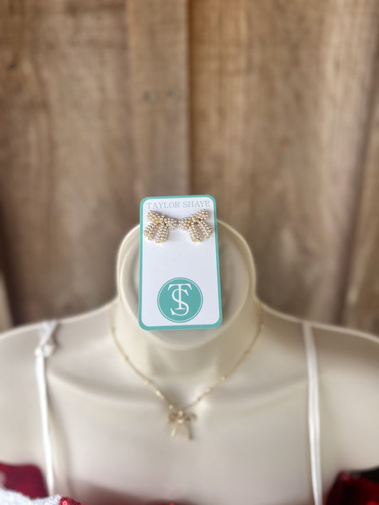 Taylor Shaye Pearl Bow Stud Earrings Taylor Shaye Designs