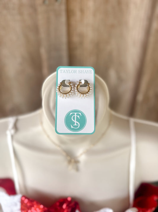 Taylor Shaye Frances Pearl Hoop Earrings Taylor Shaye Designs