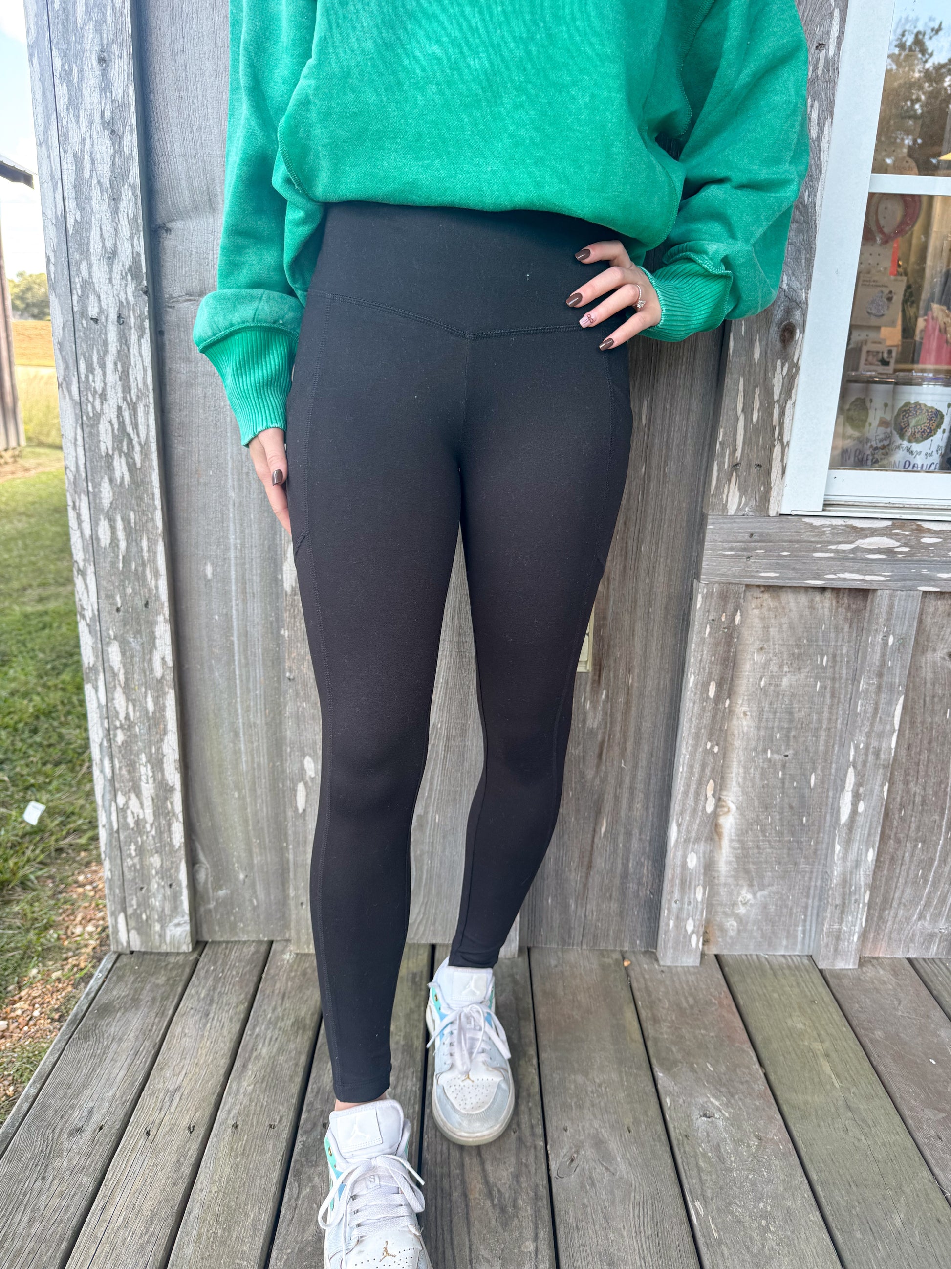 Zenana Black Brushed Microfiber Full Length Leggings zenana