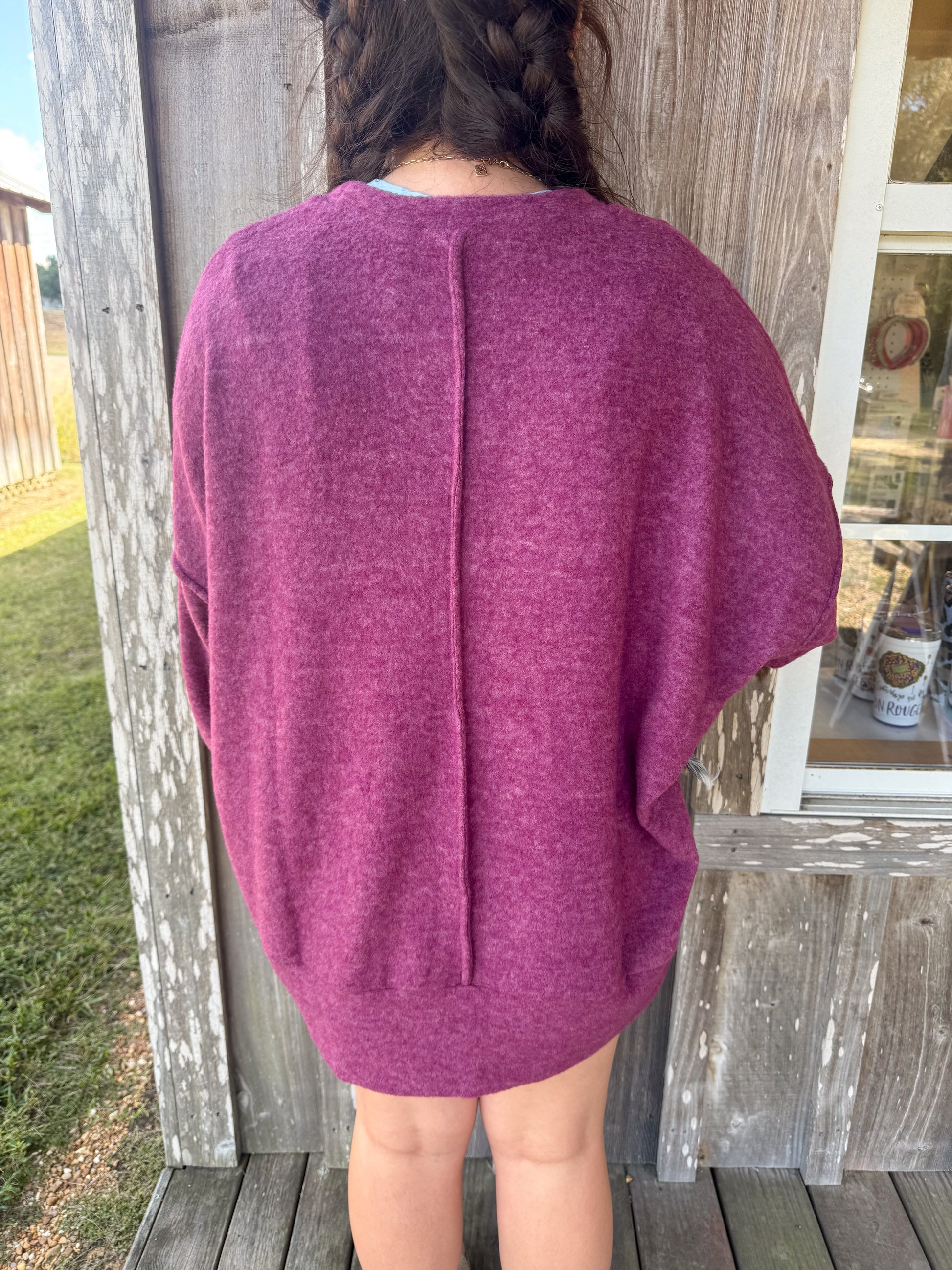 ZENANA PLUS Brushed Meglange Drop Shoulder Sweater Top zenana