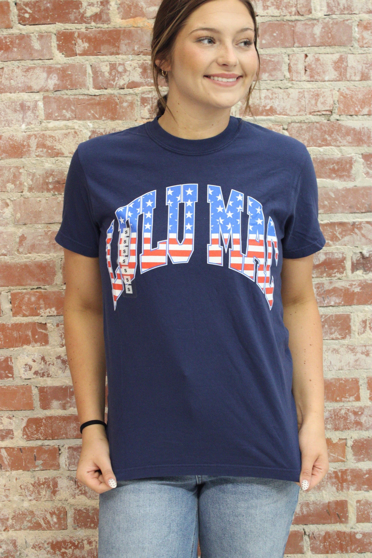 Lulu Mac Stars & Stripes Adult Navy Comfort Colors Tee Girlie Girl Originals