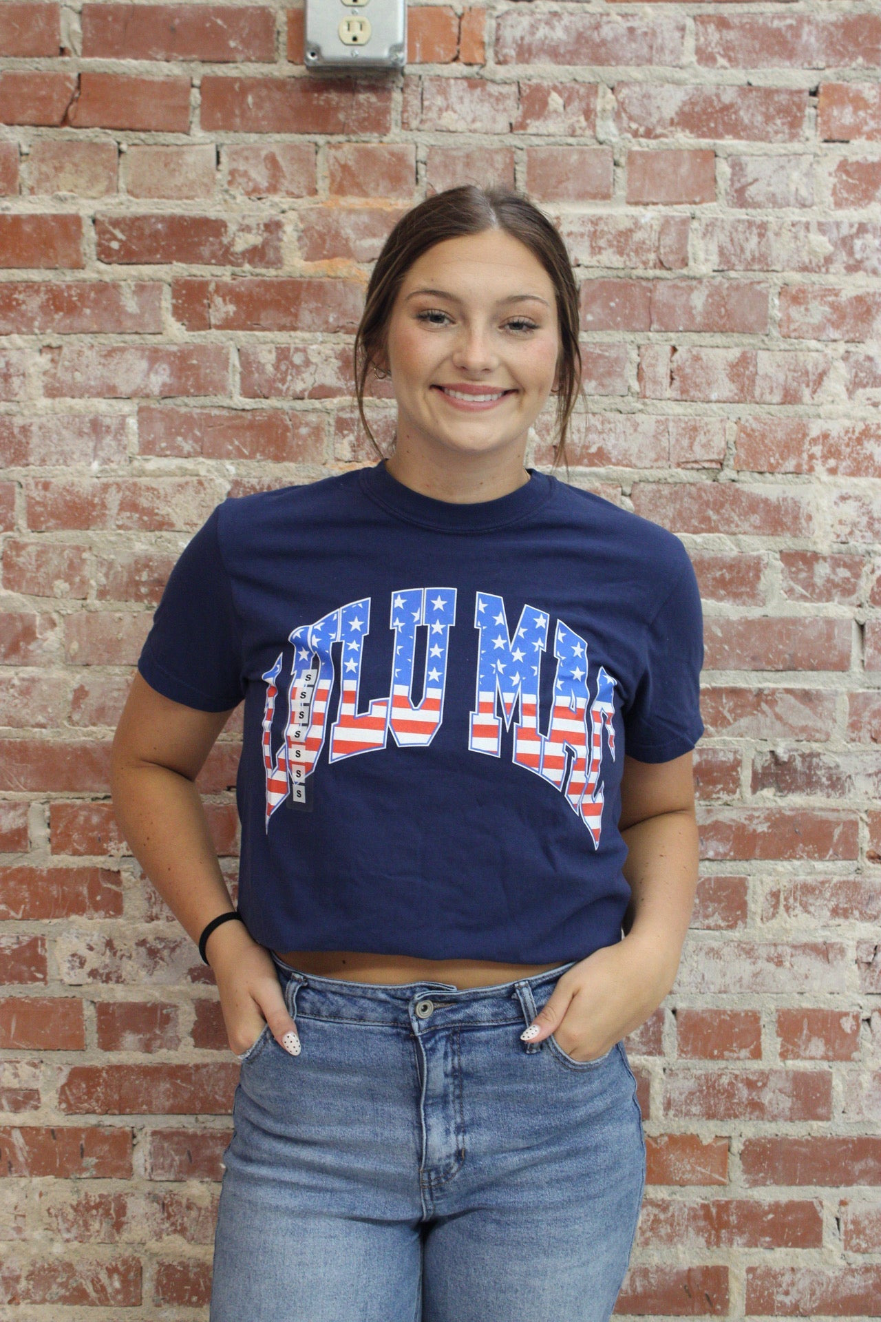 Lulu Mac Stars & Stripes Adult Navy Comfort Colors Tee Girlie Girl Originals