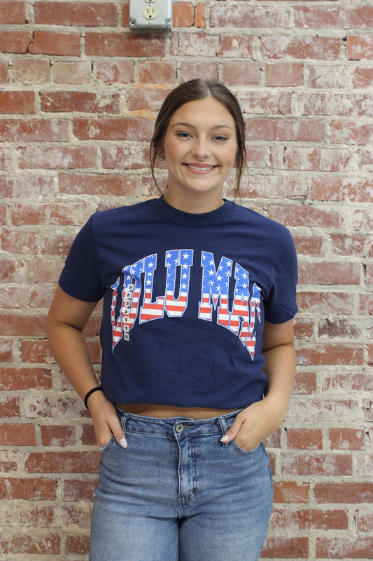 Lulu Mac Stars & Stripes Adult Navy Comfort Colors Tee Girlie Girl Originals