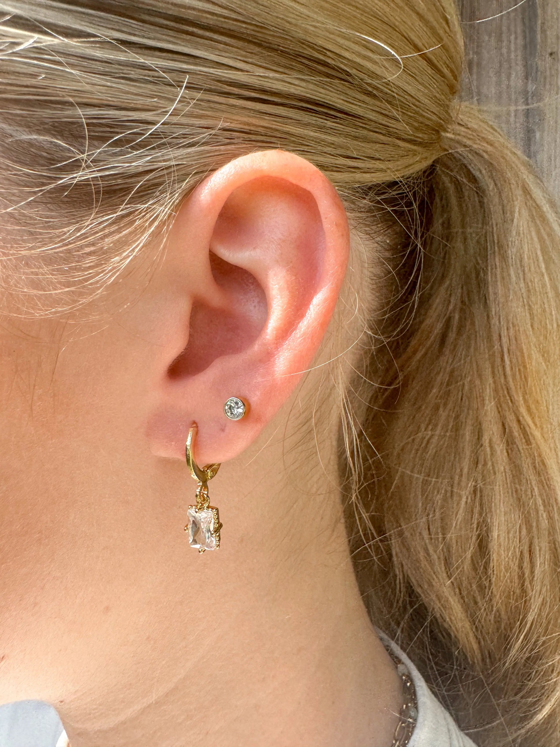 Libby Diamond Earrings with Gold Hoop Taylor Shaye Designs