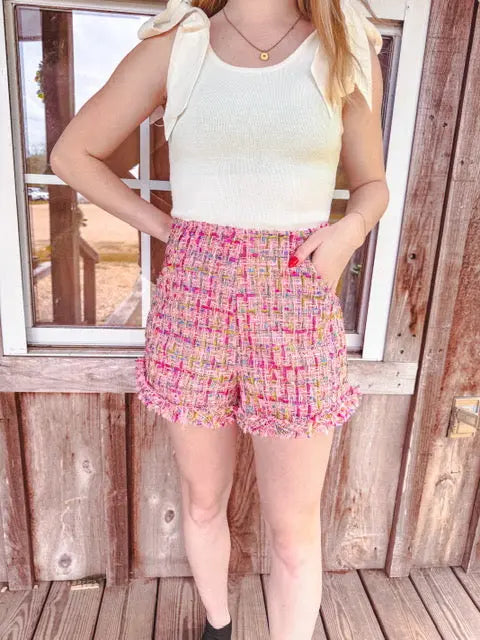 High Waisted Tweed Shorts SHE + SKY