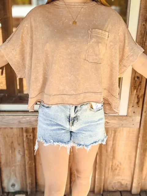 Oversized Washed Crop Knit Top VERY J / LOVE RICHE