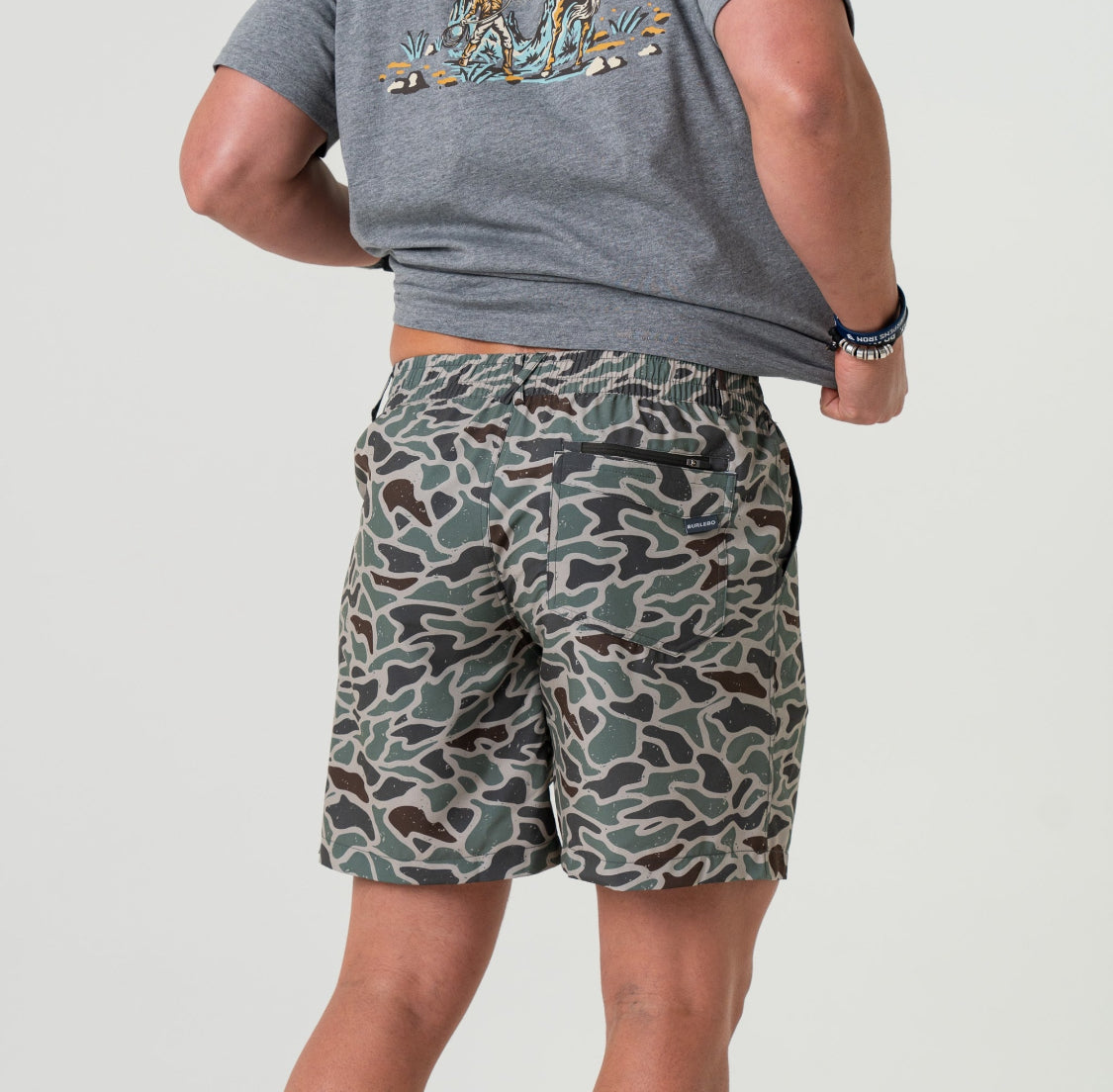 Burlebo Everyday Shorts- RETRO DUCK CAMO - GREY POCKET 7" BURLEBO