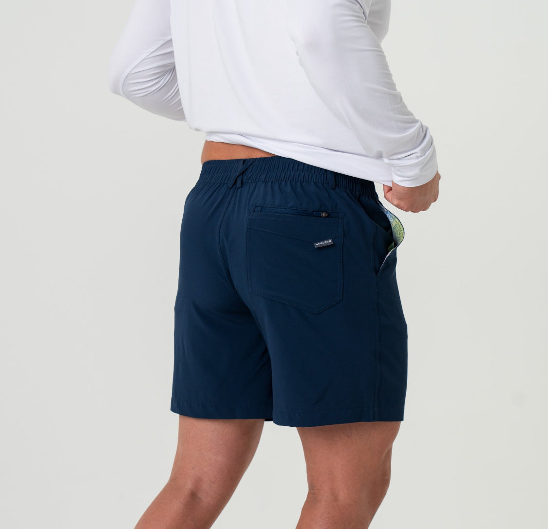 Burlebo Everyday Shorts- DEEP WATER NAVY - MAYAN POCKET 7" BURLEBO