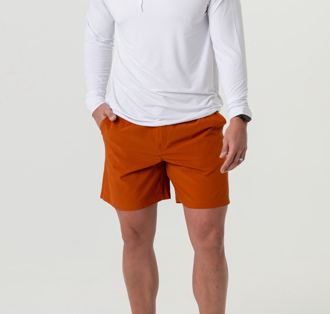 Burlebo Everyday Shorts-ORANGE - WHITE CAMO POCKET 7" BURLEBO