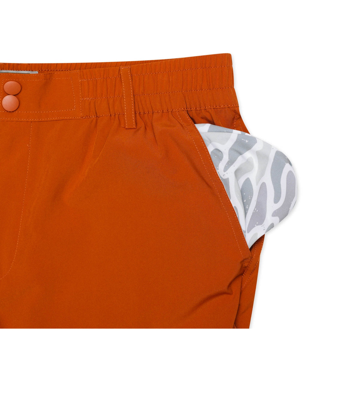 Burlebo Everyday Shorts-ORANGE - WHITE CAMO POCKET 7" BURLEBO