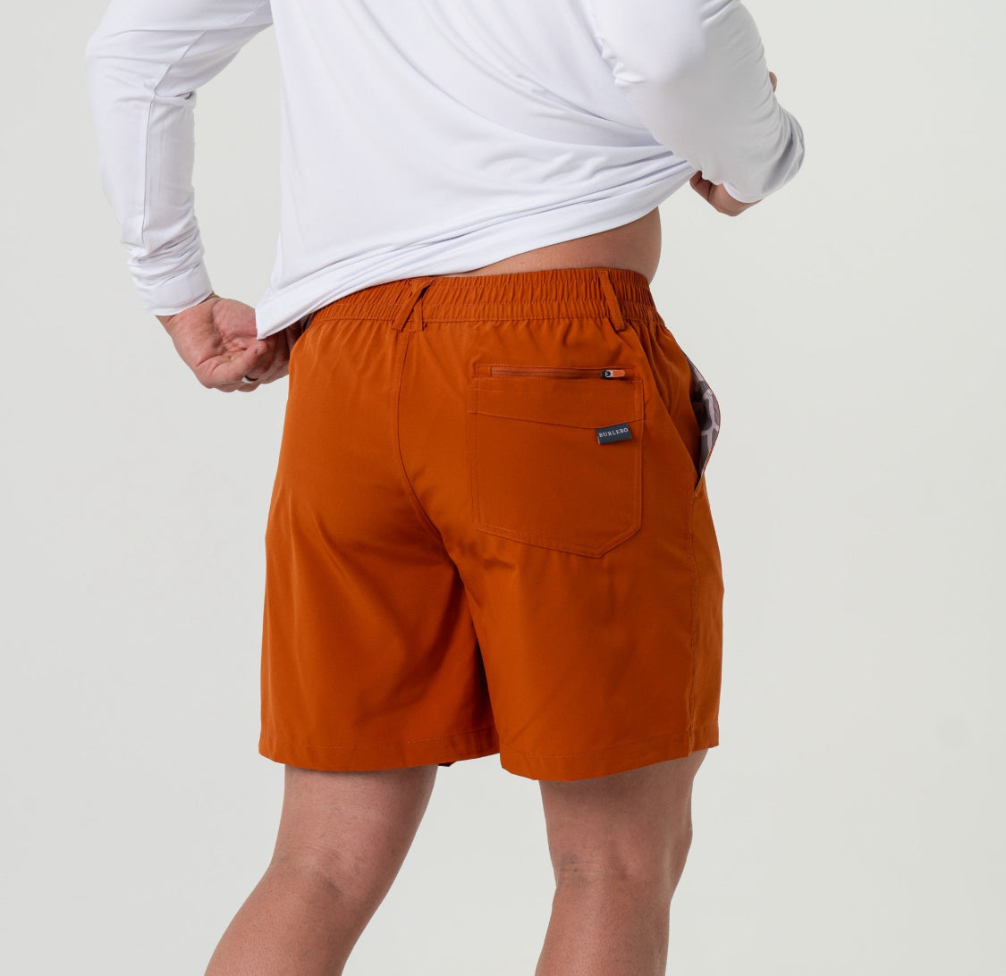 Burlebo Everyday Shorts-ORANGE - WHITE CAMO POCKET 7" BURLEBO