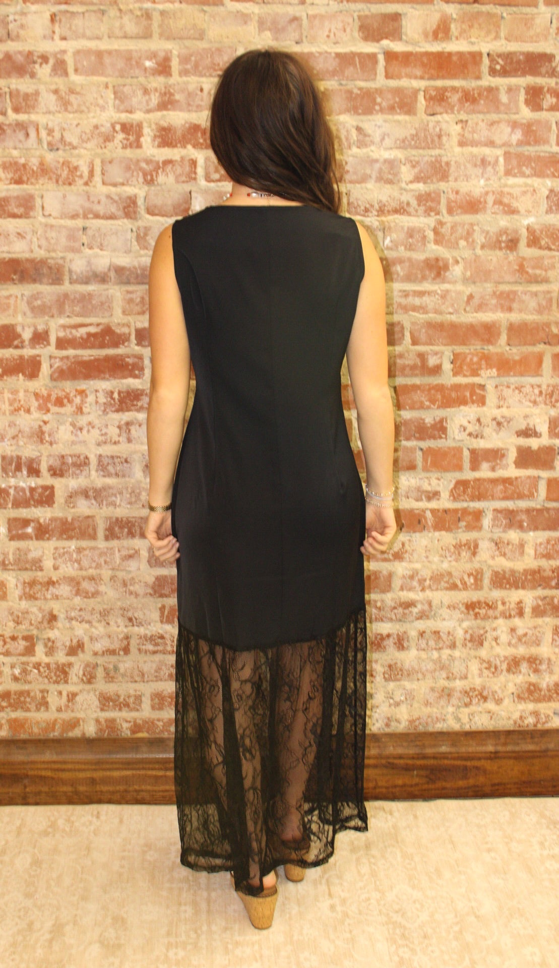 Pretty Bash Solid Lace Patchwork Sleeveless Maxi Dress PRETTY BASH