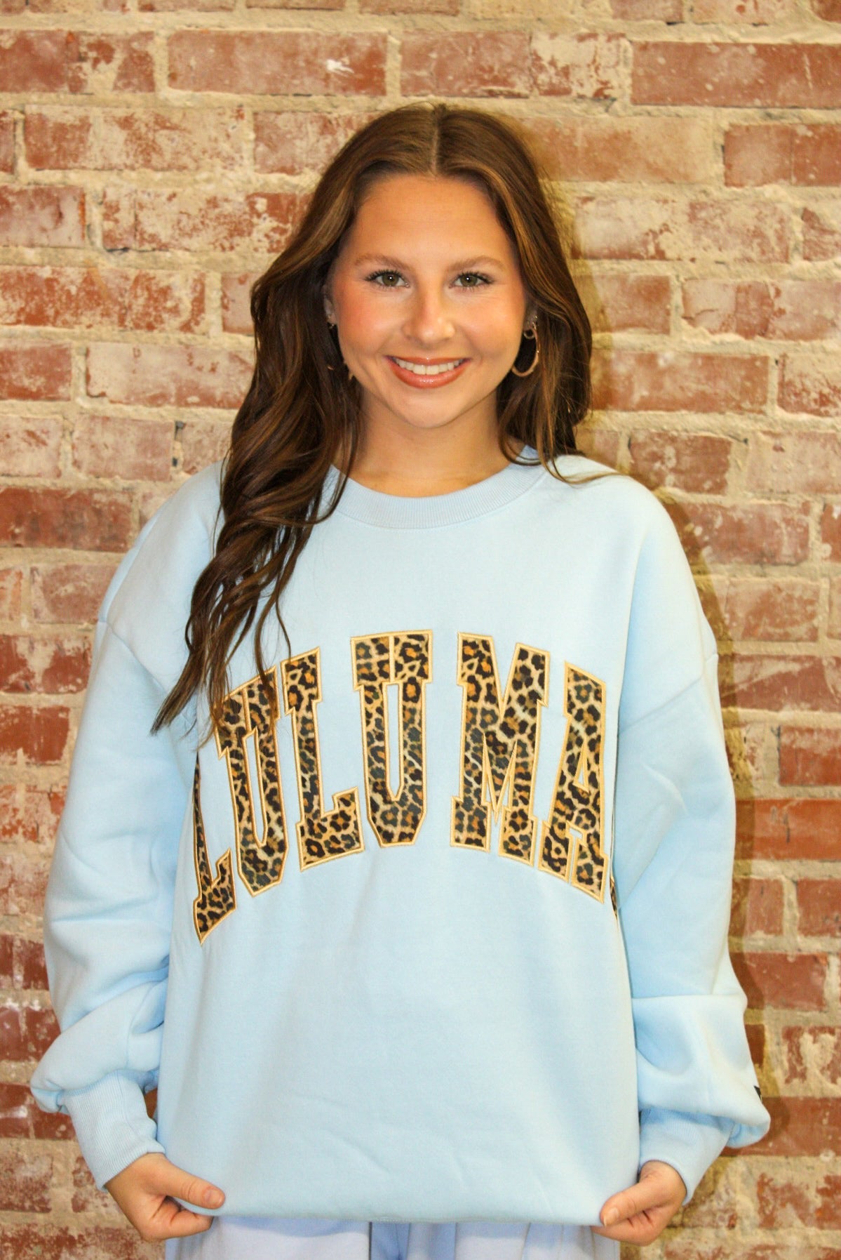 Lulu Mac Light Blue Leopard Print Sweatshirt Girlie Girl Originals