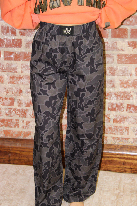 LULU MAC BLACK CAMO PANTS Girlie Girl Originals