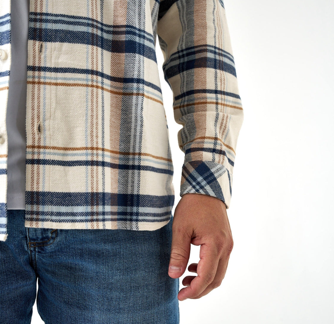 BURLEBO Cream Flannel Button Down Shirt BURLEBO