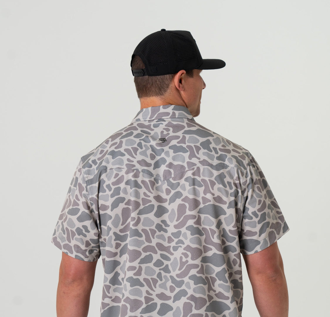 BURLEBO PERFORMANCE WESTERN BUTTON UP SHIRT- CLASSIC DEER CAMO BURLEBO