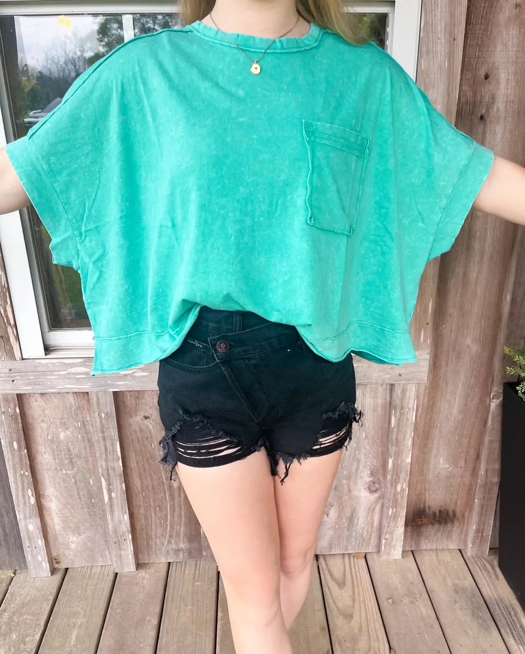 Oversized Washed Crop Knit Top VERY J / LOVE RICHE