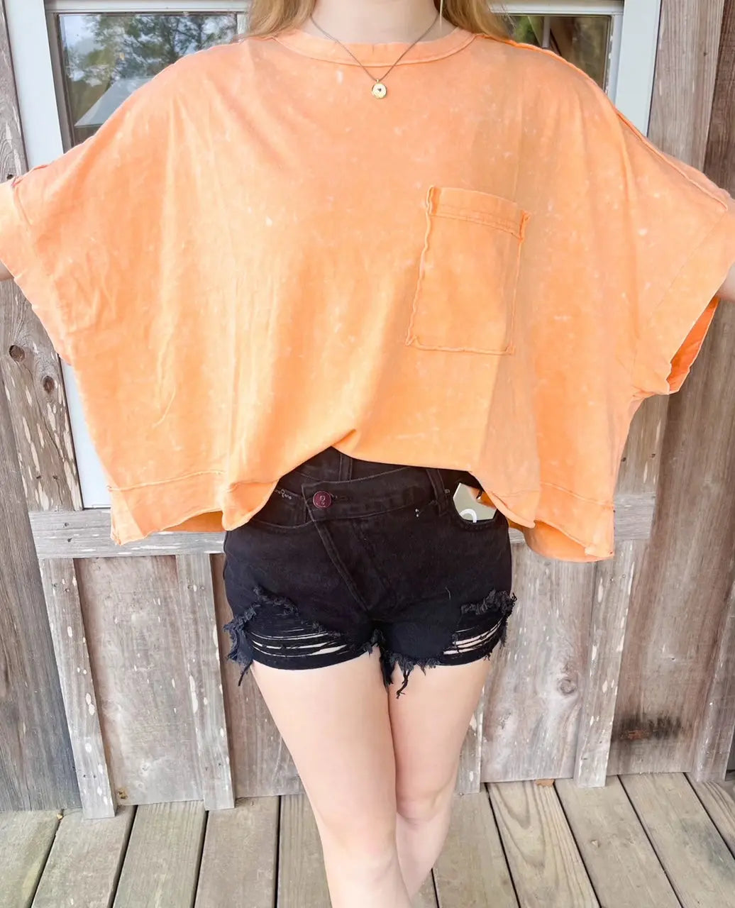 Oversized Washed Crop Knit Top VERY J / LOVE RICHE