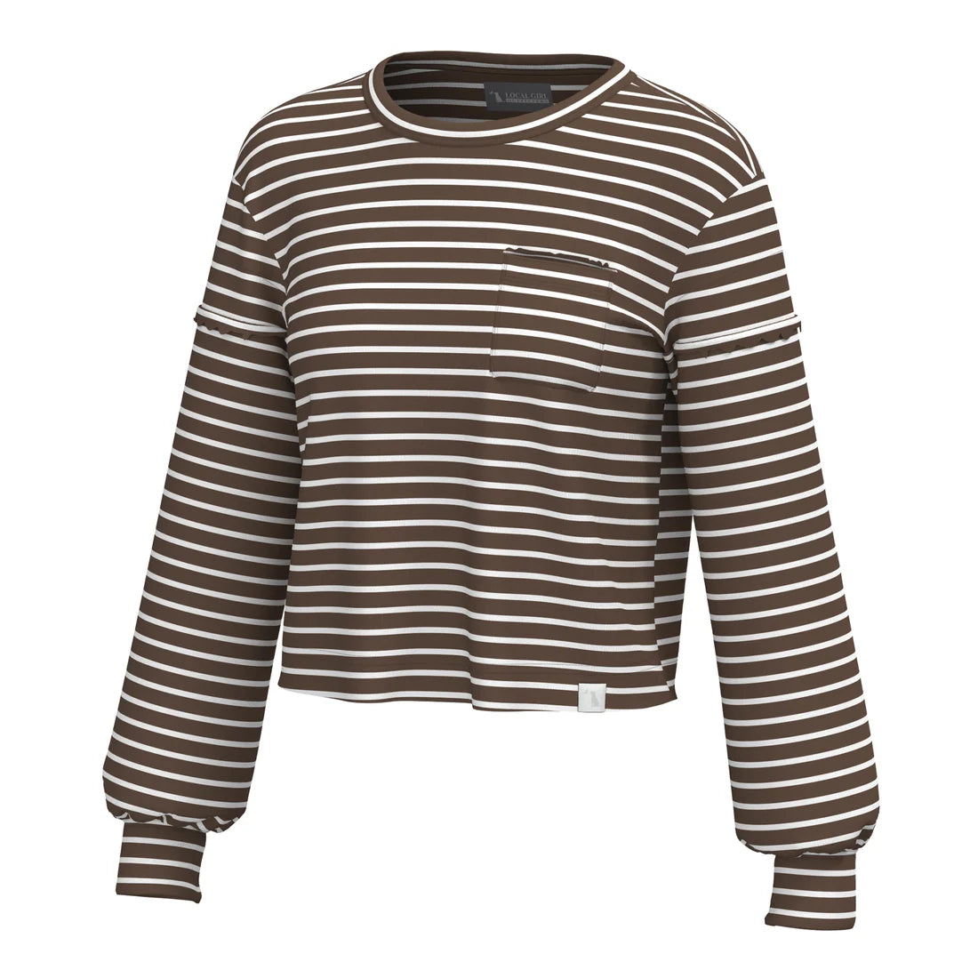 Local Girl Espresso Stripe Revive Crew Top LOCAL BOY OUTFITTER