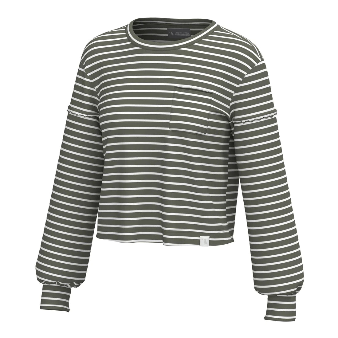 Local Girl Olive Stripe Revive Crew Top SOUTHERN SUNDROP BOUTIQUE