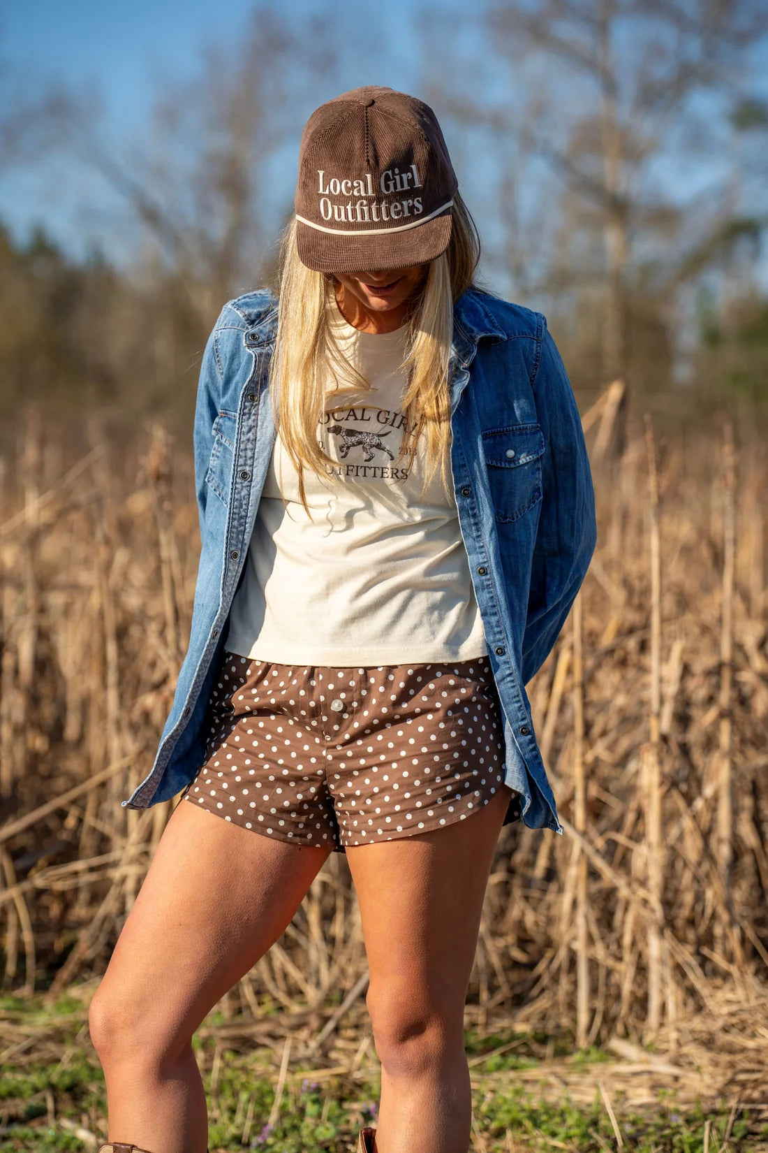 Local Girl Expresso Polka Dot Boxer Shorts SOUTHERN SUNDROP BOUTIQUE