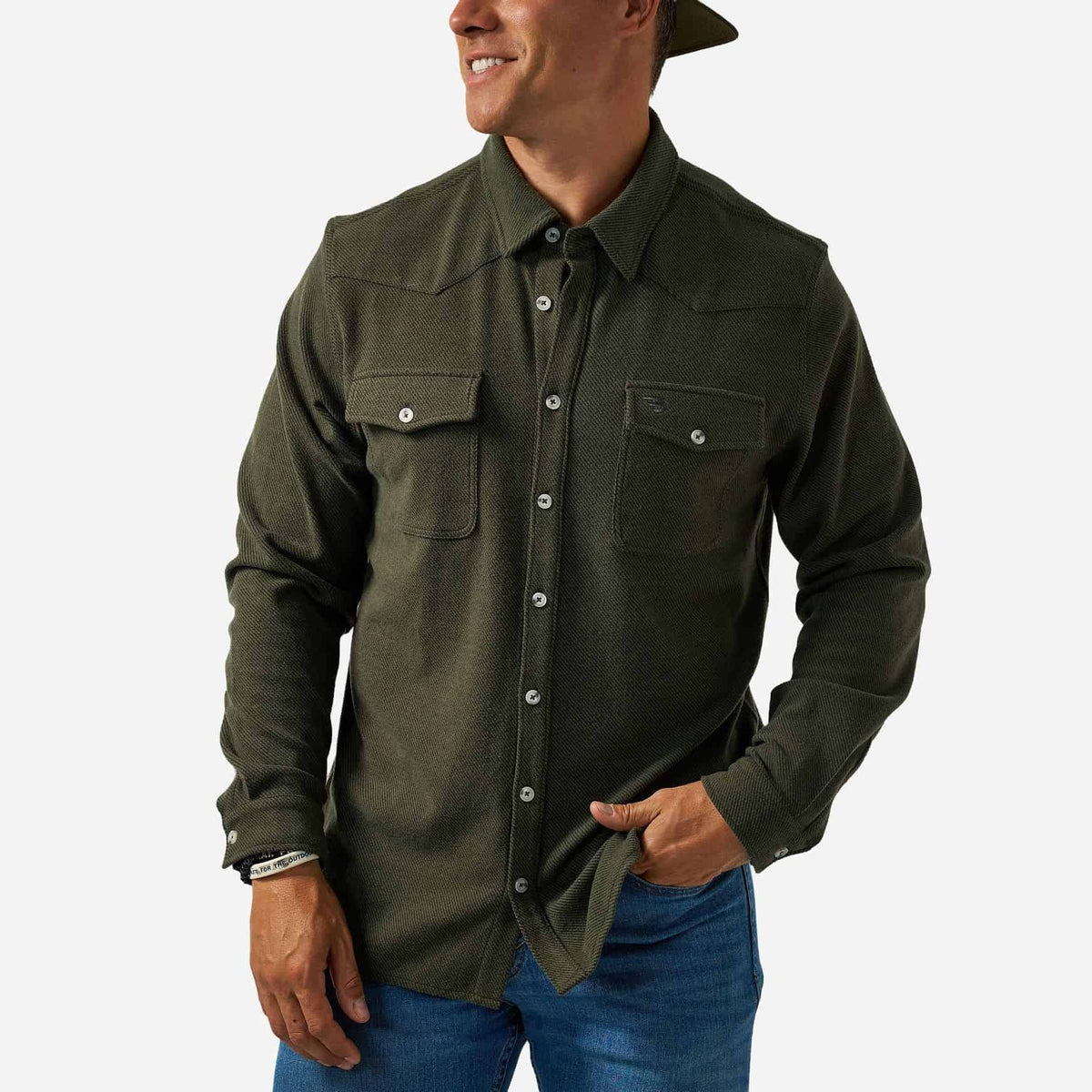 Burlebo Austin Olive Green Long Sleeve Shirt BURLEBO