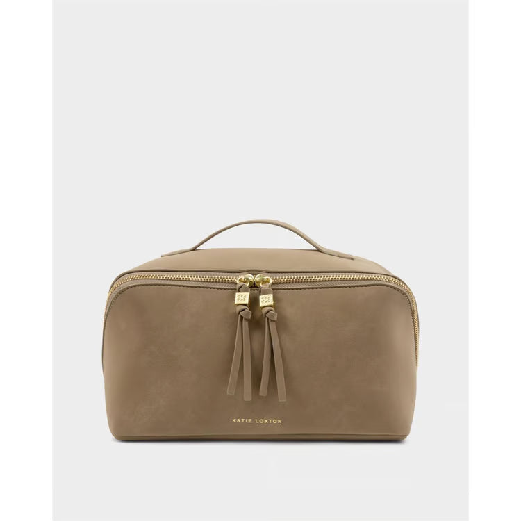 KATIE LOXTON SOHO LARGE MAKE UP / WASH BAG | Taupe Suedette KATIE LOXTON